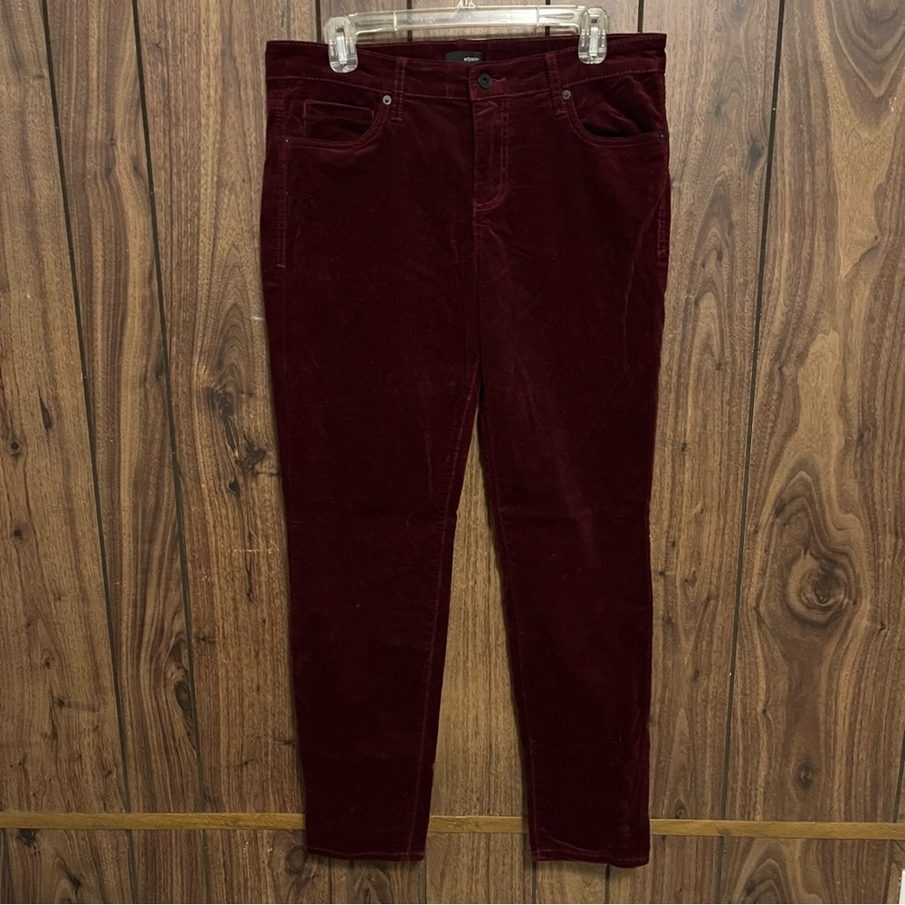 Edyson Hampton Skinny Burgundy Corduroy Mid Rise Stretch Pants Sz 31